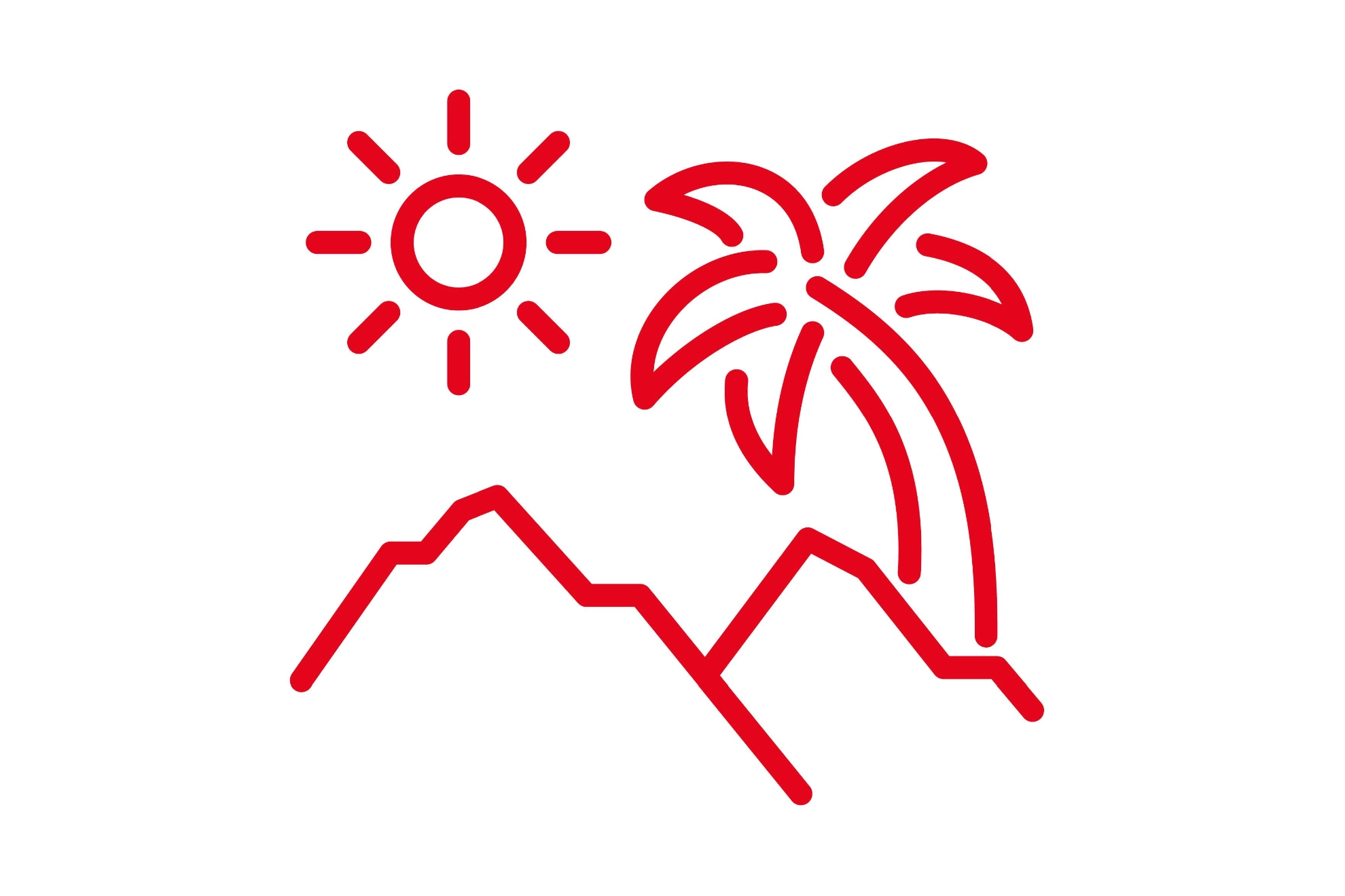 Das ICON zeigt eine Palme, Sonne und Berge.